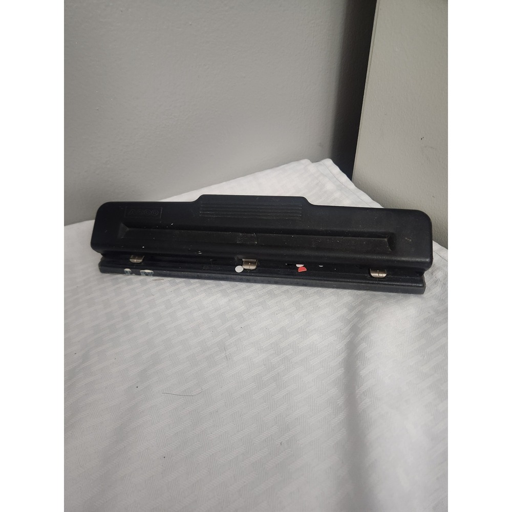 ACCO Adjustable 3 Hole Punch Black Metal Desktop Paper Puncher Office Supply